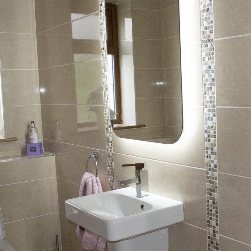 Bright Bathroom upgrade Bright bathroom sink and mirror